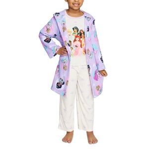 (NEW) Princess Character Girls 3-Piece Robe & Pajama Set
